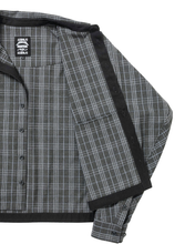 Load image into Gallery viewer, AJOBYAJO Cropped Sculpted Raglan Check Shirt Charcoal
