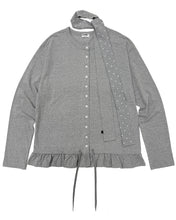 将图片加载到图库查看器，PLASMA SPHERE Natty Dot Scarf Cardigan Grey
