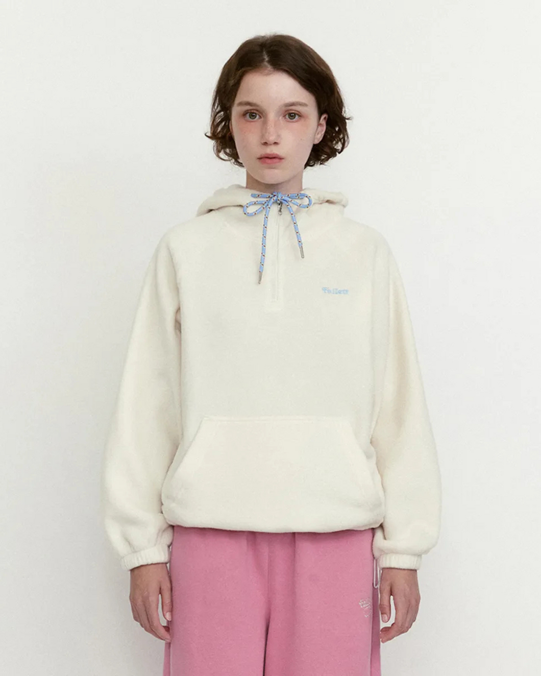 Fallett Fleece Half Zip-Up Hoodie Ivory