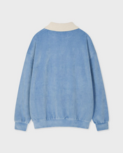 Load image into Gallery viewer, Fallett Velour Collar Sweatshirt Melange Sky Blue
