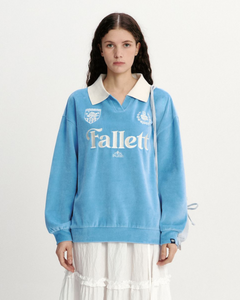 Fallett Velour Collar Sweatshirt Melange Sky Blue
