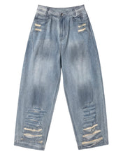 Load image into Gallery viewer, BLR Destroyed Vintage Oil Washing Denim Pants Light Blue
