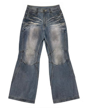 Load image into Gallery viewer, BLR Double Yoke Oil Washed Bootcut Denim Pants Blue
