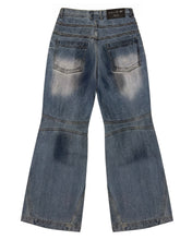 Load image into Gallery viewer, BLR Double Yoke Oil Washed Bootcut Denim Pants Blue
