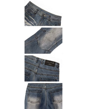 Load image into Gallery viewer, BLR Double Yoke Oil Washed Bootcut Denim Pants Blue
