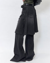 Load image into Gallery viewer, BLR Raw Cut Denim Skirt Pants Grey
