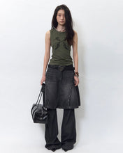 Load image into Gallery viewer, BLR Raw Cut Denim Skirt Pants Grey
