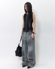 Load image into Gallery viewer, BLR Destroyed Vintage Oil Washing Denim Pants Light Blue

