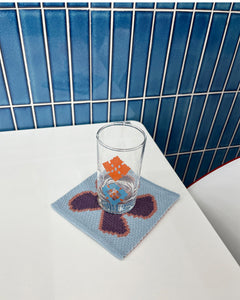 UNALLOYED Flower Knit Coaster Blue