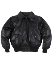 将图片加载到图库查看器，Adlielos Robust Faux Leather Puffer Jacket Black
