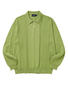 WKNDRS Knitted Diamond Polo Shirt Green