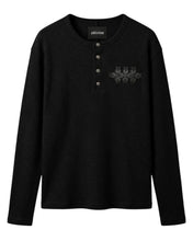 将图片加载到图库查看器，Adlielos Helltail Waffle Long Sleeve Henley Black
