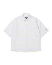 Load image into Gallery viewer, AJOBYAJO Stripe Mesh Layered Polo Shirt White

