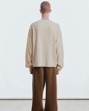 将图片加载到图库查看器，Adlielos Grid Round Neck Knit Ivory
