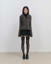 Load image into Gallery viewer, OJOS Tassel Collar Knit Cardigan Charcoal
