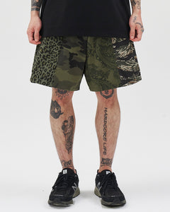 AJOBYAJO Pattern Mixed Shorts Khaki