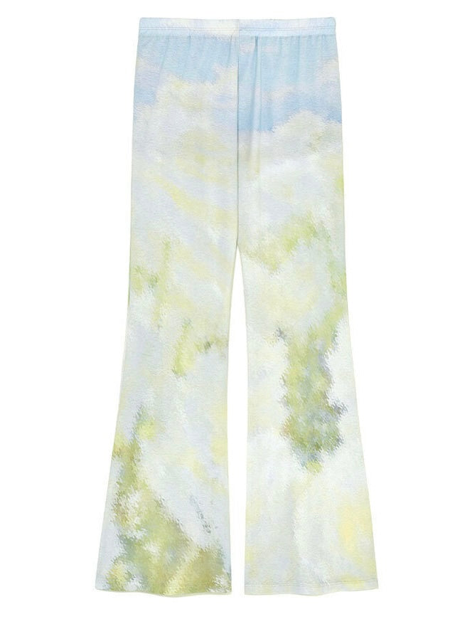 Kijun Print Flared Pants Flower Print