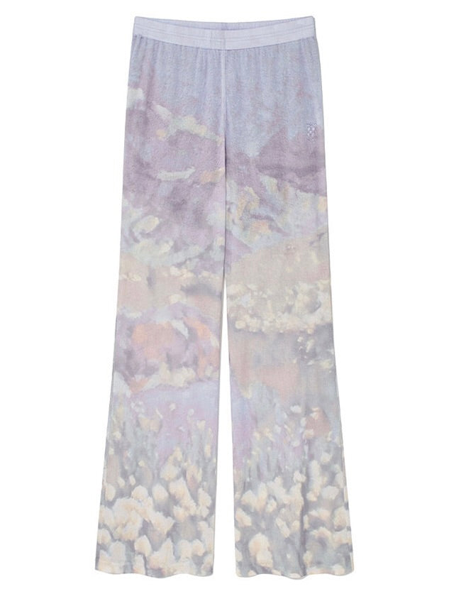 Kijun Print Flared Pants Blue Print