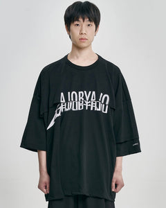 AJOBYAJO Tri Logo Mixed T-Shirt Black