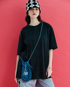 UNALLOYED Mesh Knit String Bag Blue