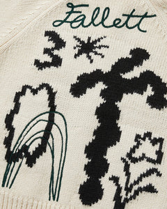 Fallett Drawing Garden Cowichan Knit Zip-Up Ivory