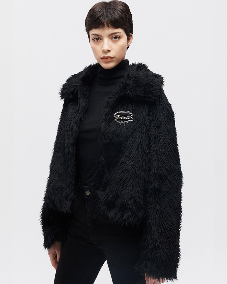 Fallett Eco Fur Cropped Jacket Black