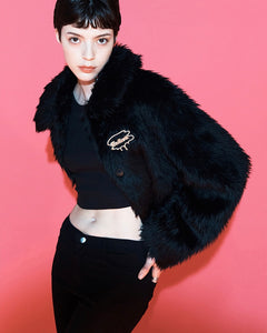 Fallett Eco Fur Cropped Jacket Black