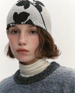 Fallett Flower Graphic Beanie Grey