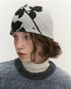 Fallett Flower Graphic Beanie Grey