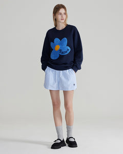 Fallett Boucle Flower Sweatshirt Navy