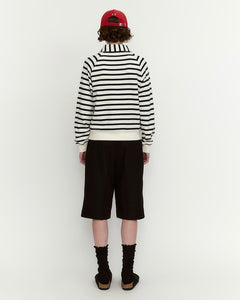 Fallett Stripe Half Zip-Up Sweatshirt Ivory