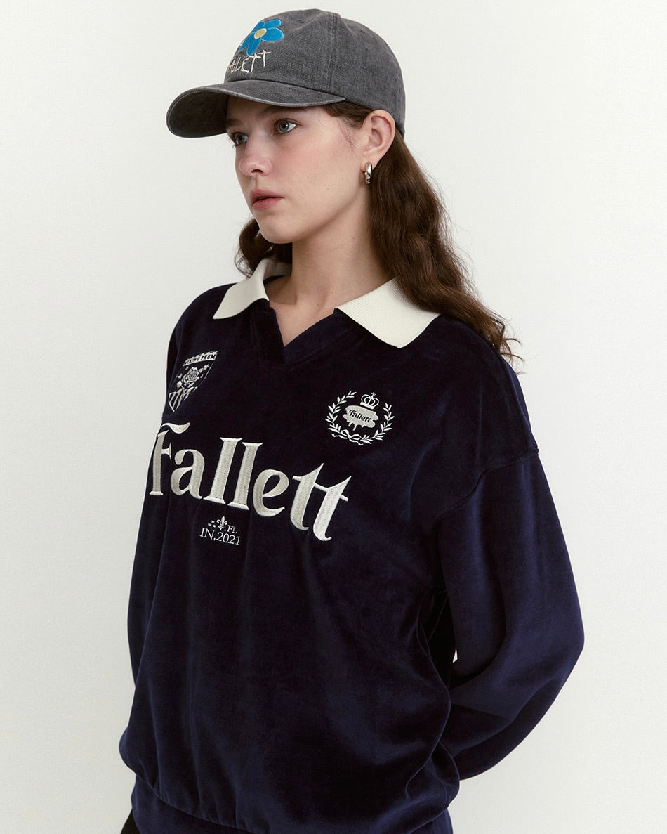 Fallett Velour Collar Sweatshirt Navy