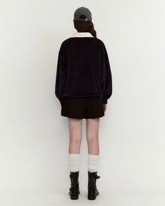 Fallett Velour Collar Sweatshirt Navy