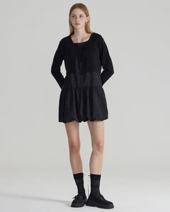 Fallett Crop Ribbon Knit Cardigan Black