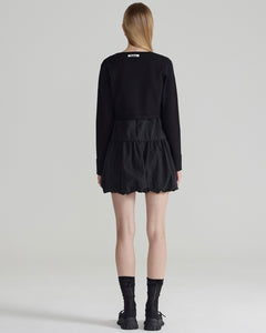 Fallett Crop Ribbon Knit Cardigan Black