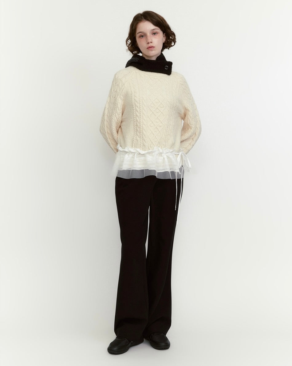 Fallett Two Tuck Wide Slacks Black