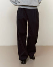 Load image into Gallery viewer, Fallett Two Tuck Cotton Pants Navy
