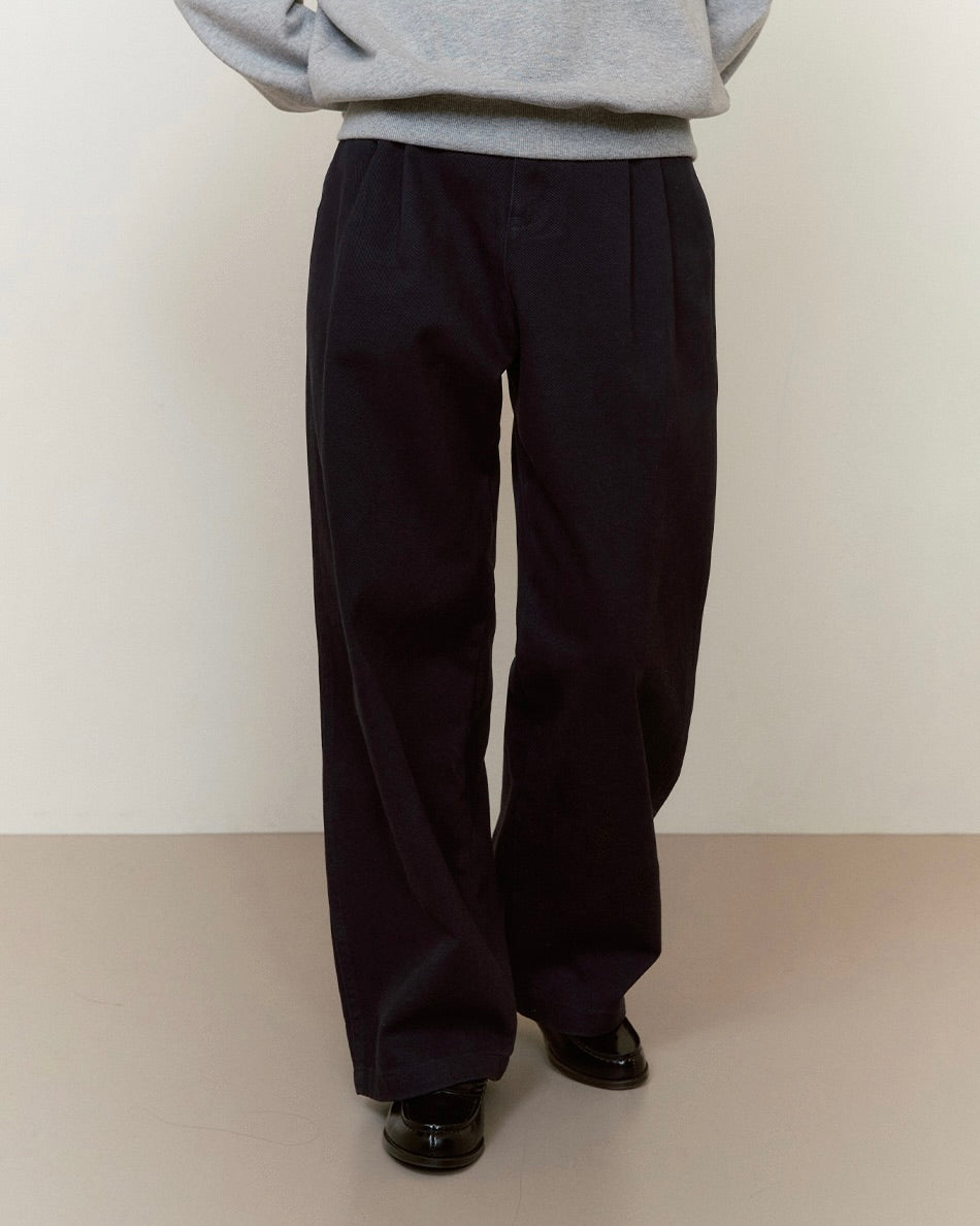 Fallett Two Tuck Cotton Pants Navy
