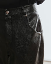 Load image into Gallery viewer, Adlielos Obsidian Synthetic Leather Flare Pants Black
