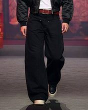 Load image into Gallery viewer, Adlielos A601 Helios Reverse Wide Denim Pants Black
