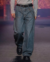 Load image into Gallery viewer, Adlielos A601 Helios Reverse Wide Denim Pants Vintage Mid Blue
