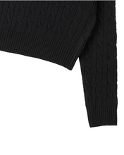 Load image into Gallery viewer, ILP New Parisian Cashmere Cable Crop Knit Black
