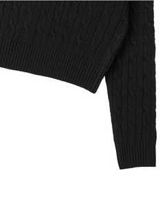 ILP New Parisian Cashmere Cable Crop Knit Black