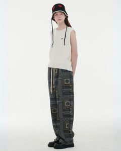 Nomantic Multi Pattern Cotton Pants Black