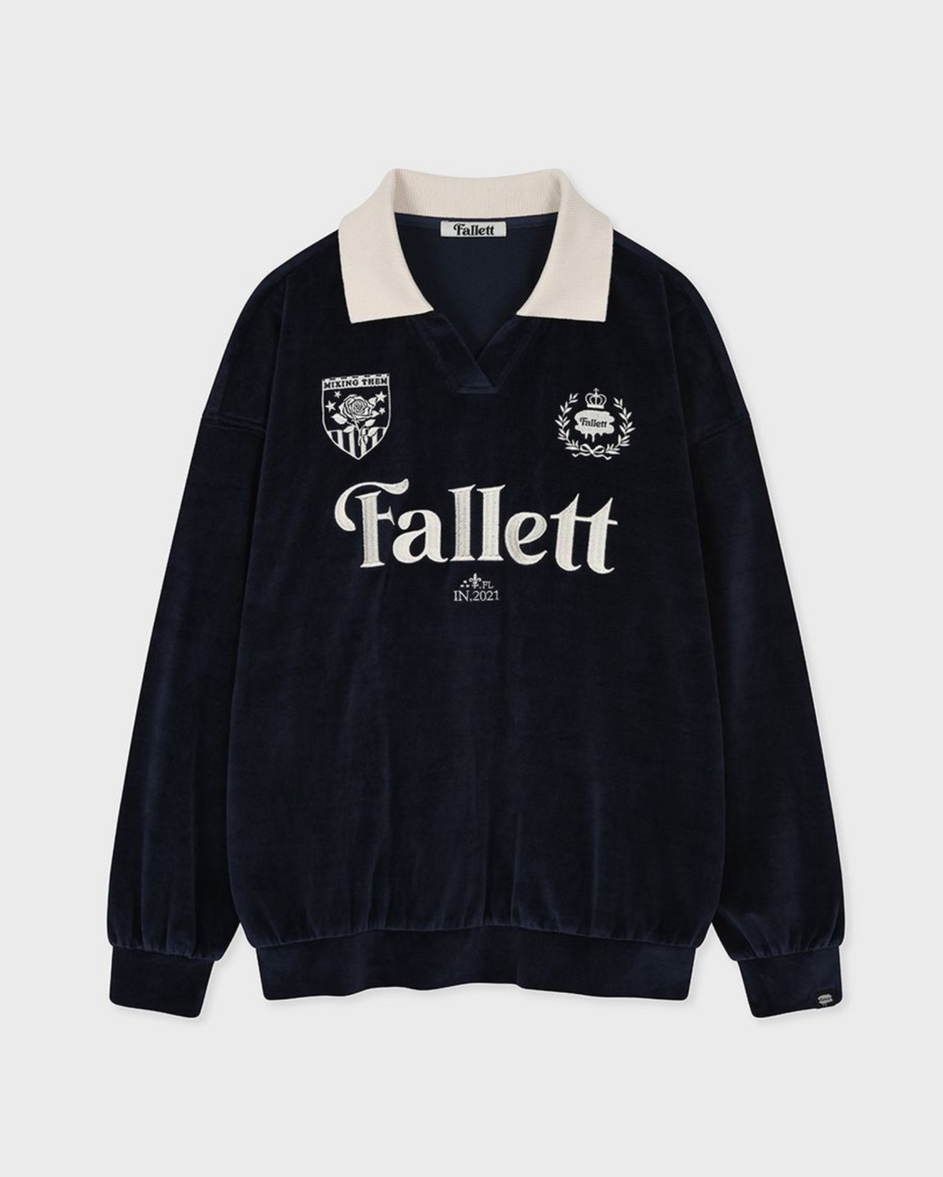 Fallett Velour Collar Sweatshirt Navy
