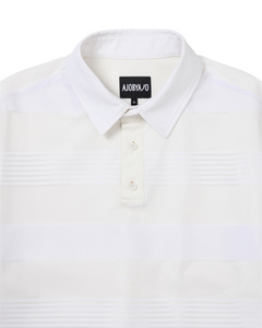 AJOBYAJO Stripe Mesh Layered Polo Shirt White
