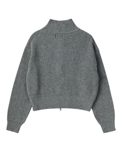 ILP New Parisian Logo Wool Zip-Up High Neck Knit Gray