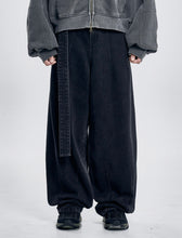Load image into Gallery viewer, AJOBYAJO Oversized Washed Denim Pants Black
