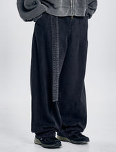 Load image into Gallery viewer, AJOBYAJO Oversized Washed Denim Pants Black
