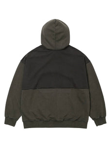 AJOBYAJO Arch Logo Washed Layered Hoodie Charcoal